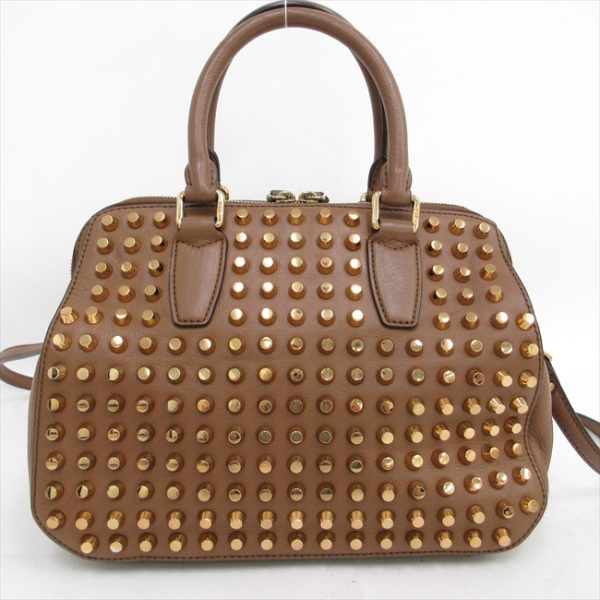 1240801035250 3 MCM Studded Handbag Brown