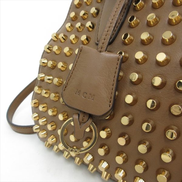 1240801035250 6 MCM Studded Handbag Brown