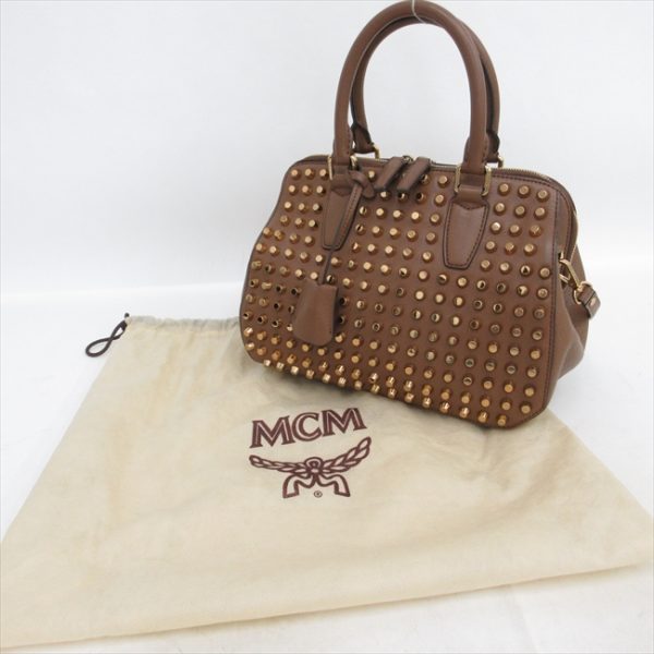 1240801035250 8 MCM Studded Handbag Brown