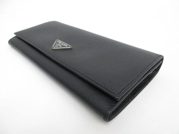 1240803004898 4 PRADA Flap Long Wallet Saffiano Leather Black