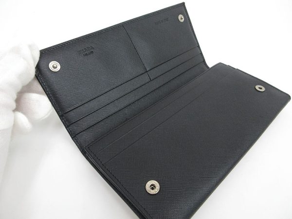 1240803004898 7 PRADA Flap Long Wallet Saffiano Leather Black