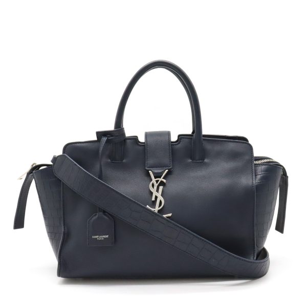 12410106 1 Saint Laurent Paris Baby Down Town Crocodile Leather 2 Way Shoulder Bag Dark Navy