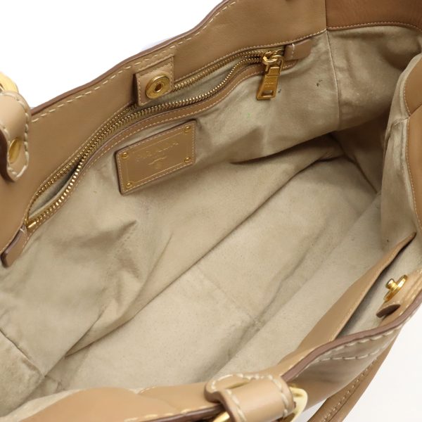 12410368 5 Prada Tote Bag Leather Beige