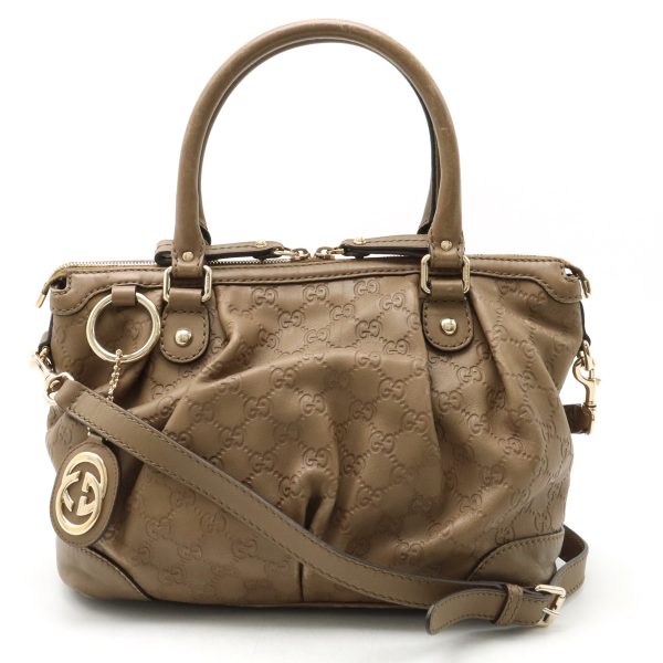 12410536 1 Gucci Guccisima Sookie Tote Bag 2WAY Brown Gold