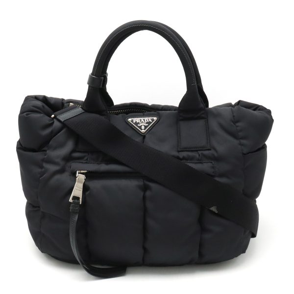 12410707 1 PRADA Bomber Tote Bag Nylon Leather Black