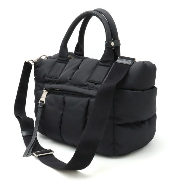 12410707 2 PRADA Bomber Tote Bag Nylon Leather Black