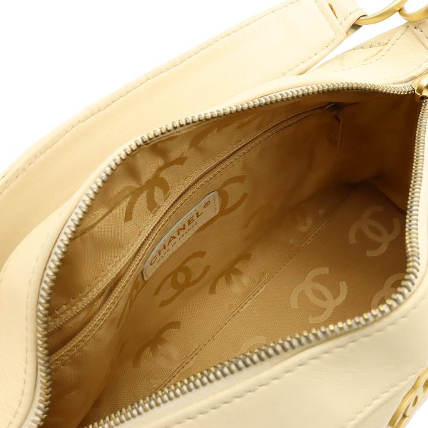 12410752 5 Chanel Wild Stitch Coco Mark Shoulder Bag Beige Gold