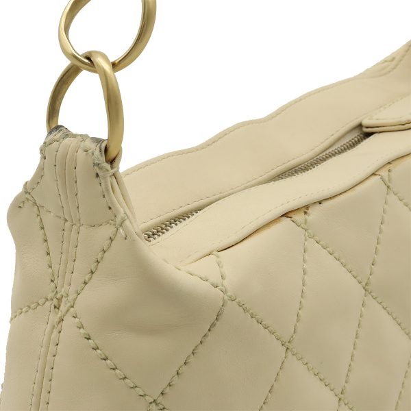 12410752 8 Chanel Wild Stitch Coco Mark Shoulder Bag Beige Gold