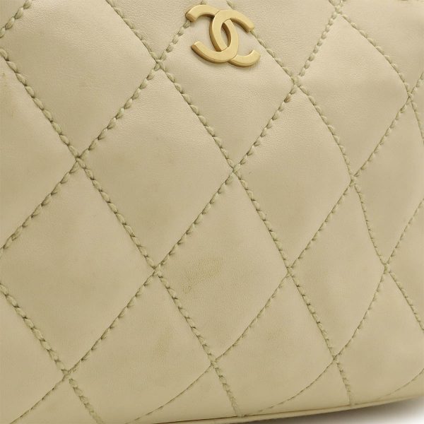 12410752 9 Chanel Wild Stitch Coco Mark Shoulder Bag Beige Gold