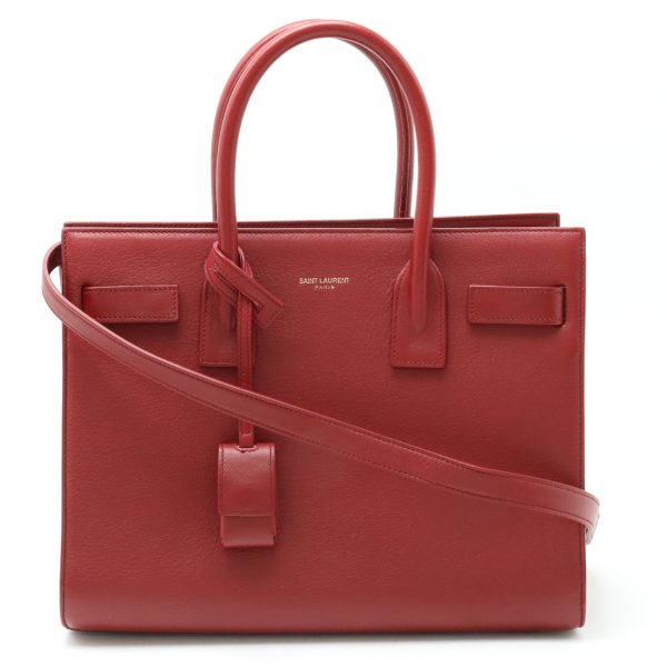 12410933 1 Yves Saint Laurent Sac de Jour Handbag 2WAY Shoulder Leather Red