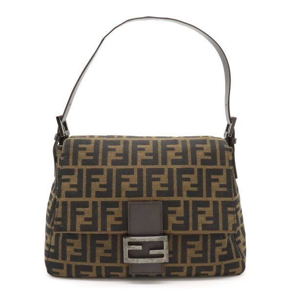 12411052 1 Fendi Zucca Pattern Mamma Bucket Nylon Shoulder Bag Brown