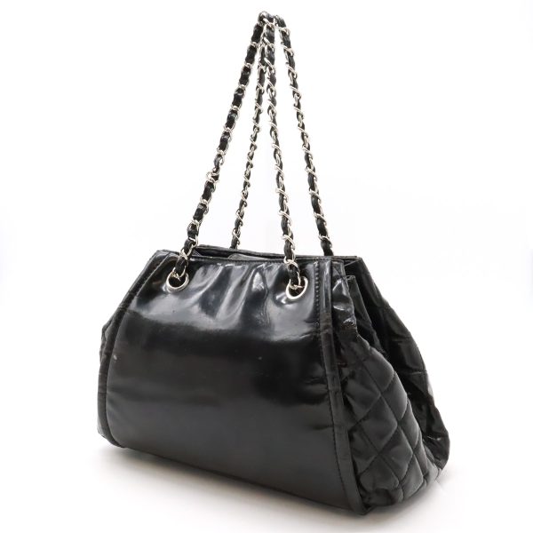 12411094 2 Chanel Chain Bag Enamel Patent Leather Black Silver