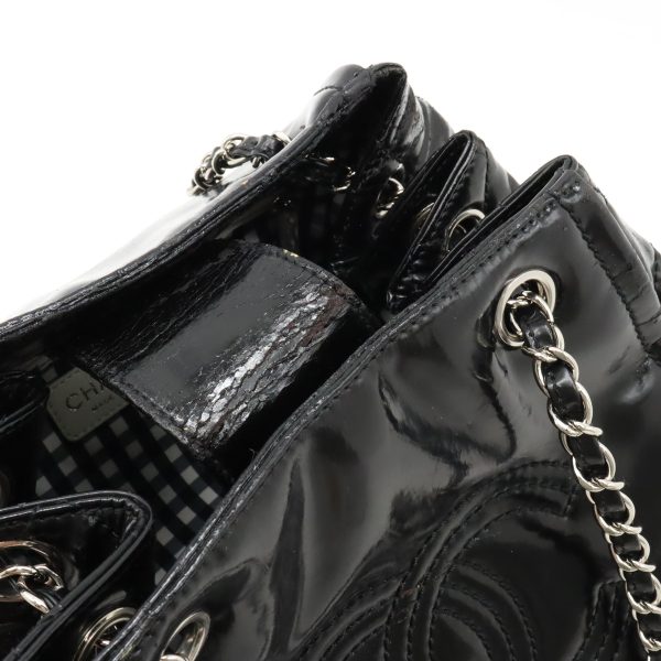 12411094 6 Chanel Chain Bag Enamel Patent Leather Black Silver