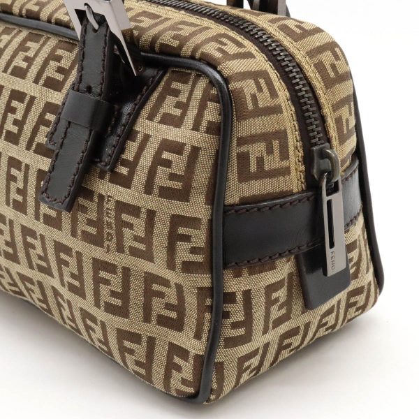 12420383 6 Fendi Zucchino Pattern Canvas Leather Shoulder Bag Beige