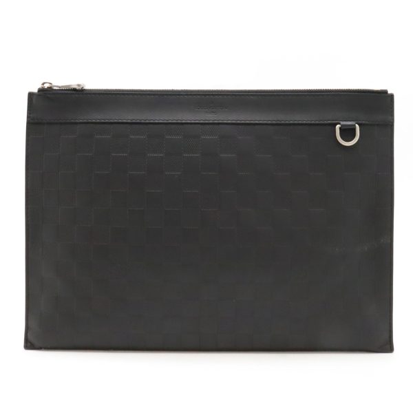 12420571 1 LOUIS VUITTON Pochette Discovery Clutch Bag Damier Infini Black