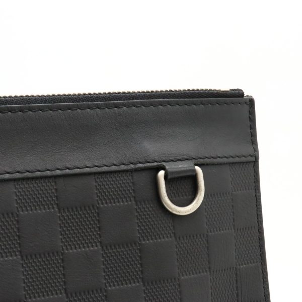 12420571 6 LOUIS VUITTON Pochette Discovery Clutch Bag Damier Infini Black