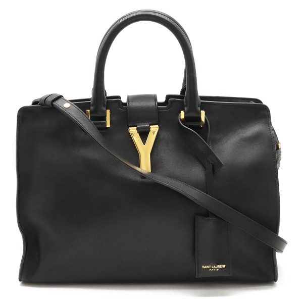 12420584 1 Yves Saint Laurent Y Line Petit Cabas 2WAY Shoulder Leather Black Gold