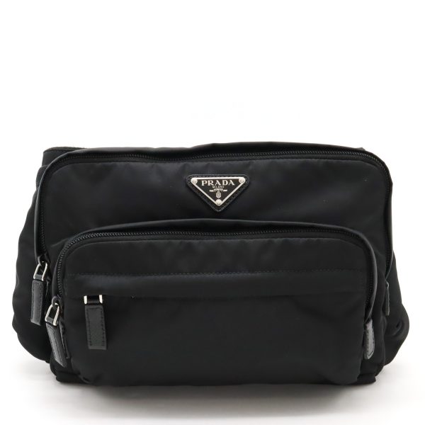 12420596 1 Prada Waist Bag Pouch Body Bag Nylon Black Silver