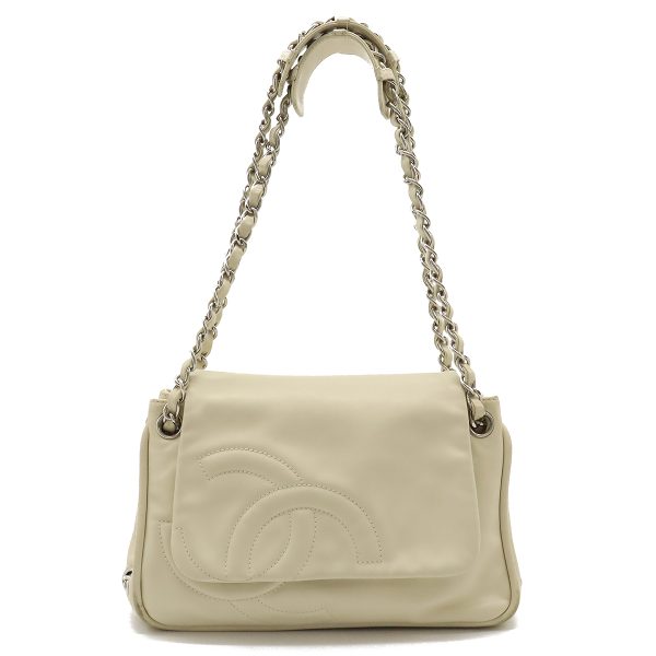 12420643 1 Chanel Cocomark Shoulder Tote Bag Chain Leather Ivory Silver