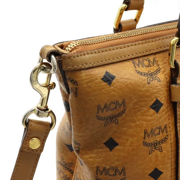 12420742 8 MCM Logo Gram Tote Bag PVC Leather Cognac