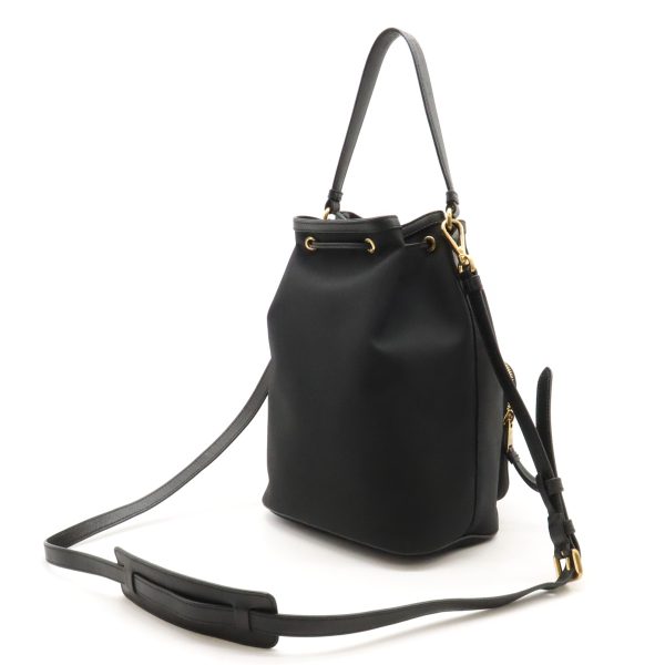 12420794 2 Prada Logo Jacquard Bucket Bag Black