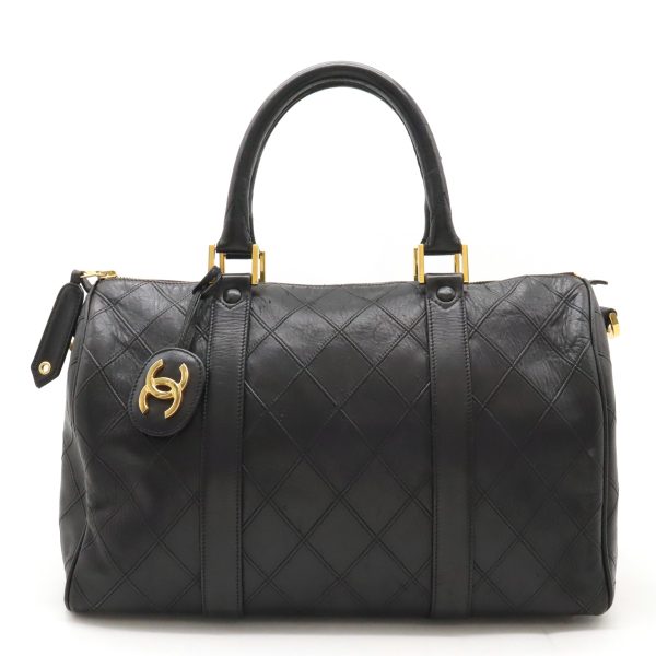 12430224 1 Chanel Bicolore Cocomark Boston Handbag Leather Black Gold