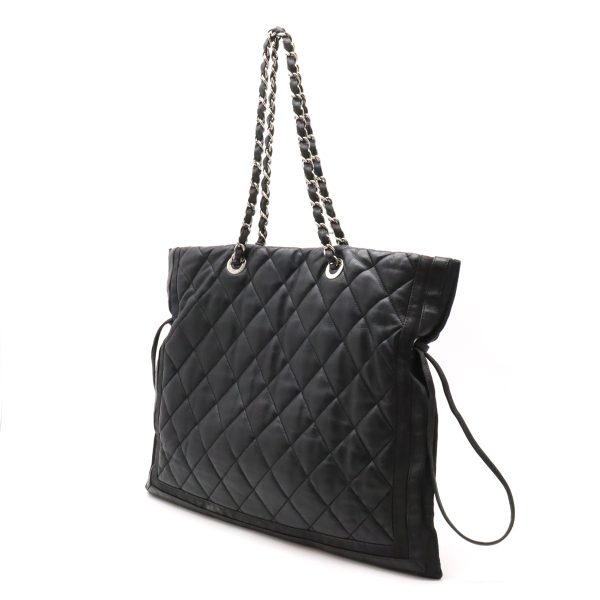 12430495 2 Chanel Matelasse Coco Mark Chain Shoulder Tote Nylon Canvas Black