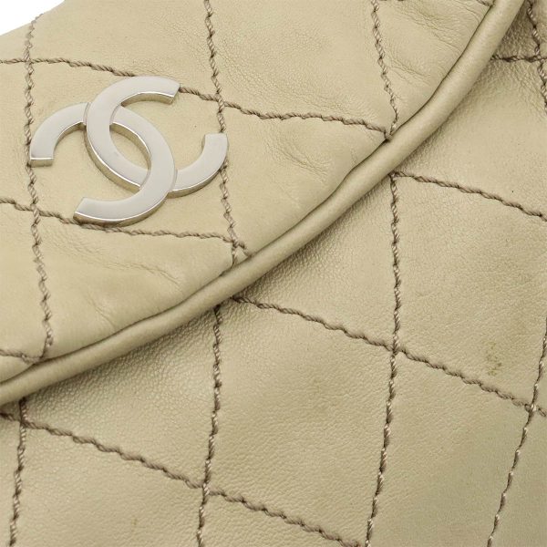 12430522 9 Chanel Cocomark Matelasse Chain Shoulder Bag Beige Silver