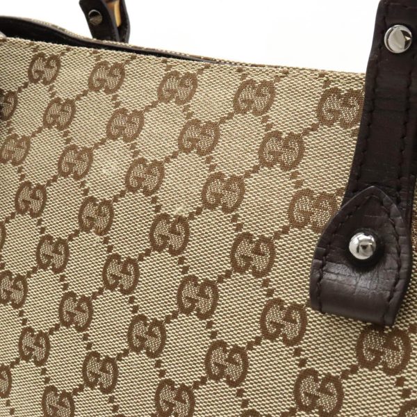 12430624 8 Gucci Bamboo GG Tote Shoulder Bag Beige Dark Brown