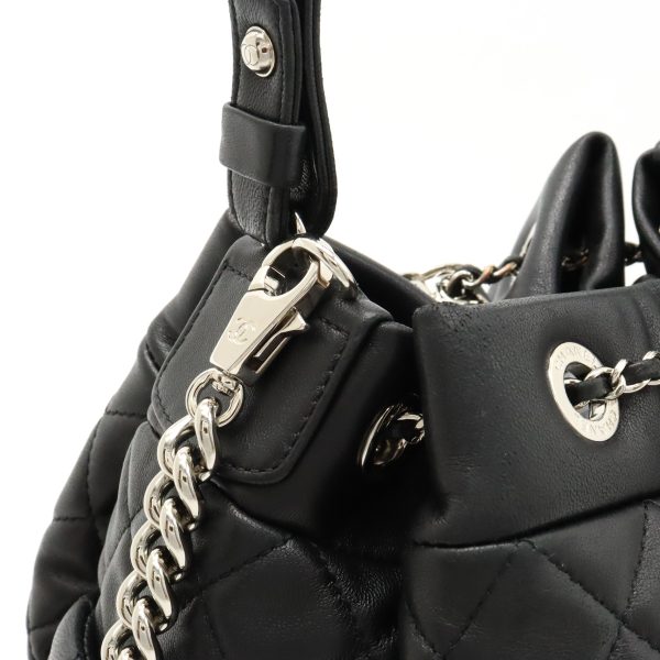 12430650 6 Chanel Matelasse Coco Handbag 2Way Chain Drawstring Leather Black Silver