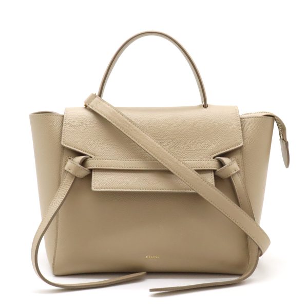 12430656 1 Celine Micro Belt Bag Handbag 2Way Shoulder Bag Leather Beige Gold Hardware