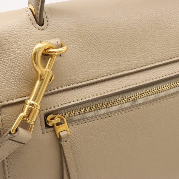 12430656 8 Celine Micro Belt Bag Handbag 2Way Shoulder Bag Leather Beige Gold Hardware