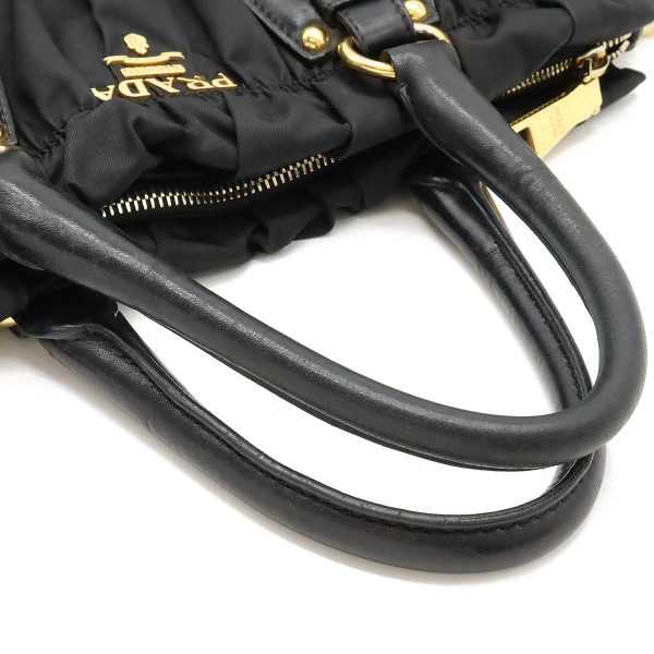 12430712 4 Prada Gathered Nylon Tote Bag Nero Black Gold