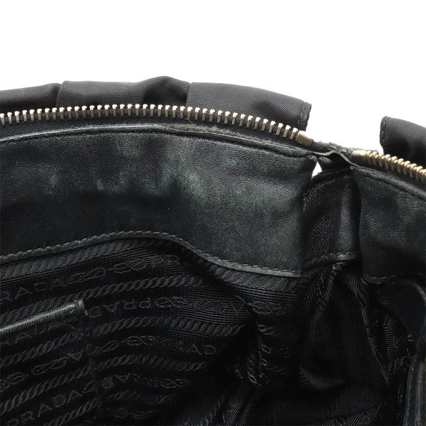 12430712 6 Prada Gathered Nylon Tote Bag Nero Black Gold