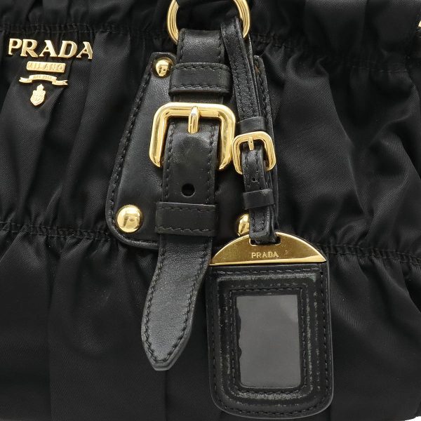 12430712 9 Prada Gathered Nylon Tote Bag Nero Black Gold