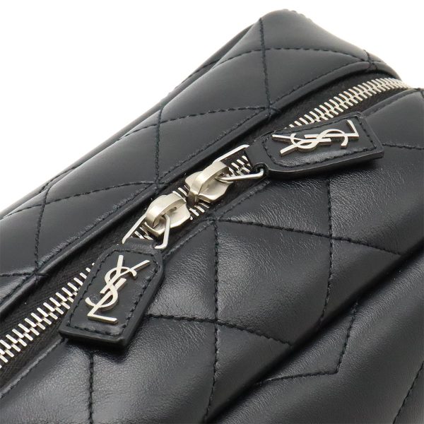 12430723 6 Saint Laurent Monogram Lulu Chain Shoulder Bag Leather Black