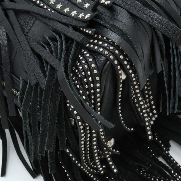 12440279 3 Saint Laurent Emmanuel Handbag 2Way Shoulder Drawstring Fringe Black