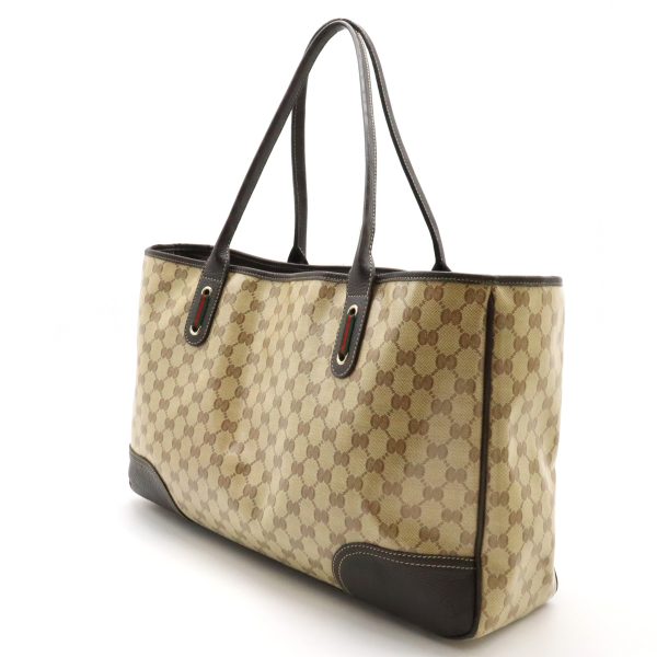 12440288 2 Gucci GG Crystal Sherry Line Tote Bag Khaki Beige