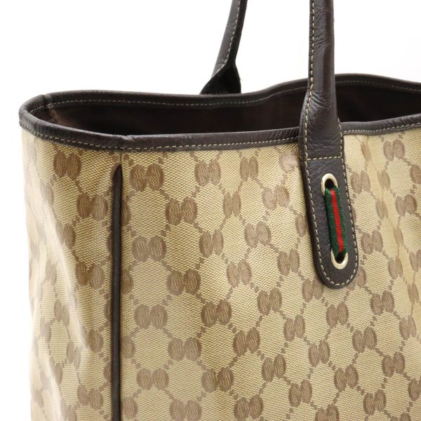 12440288 6 Gucci GG Crystal Sherry Line Tote Bag Khaki Beige