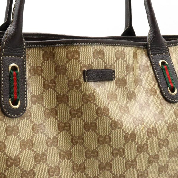 12440288 8 Gucci GG Crystal Sherry Line Tote Bag Khaki Beige