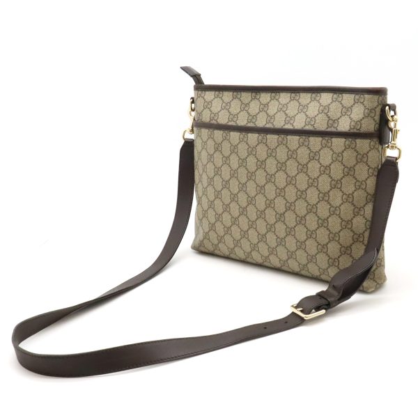 12440306 2 Gucci GG Supreme Shoulder Bag Beige Dark Brown