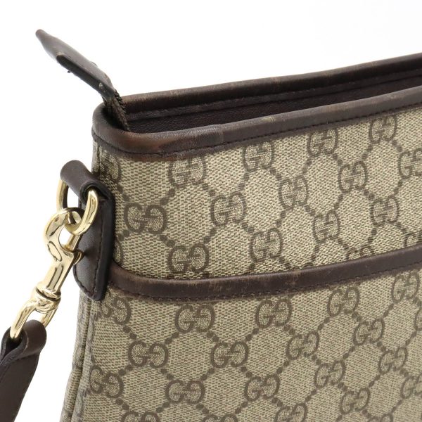 12440306 6 Gucci GG Supreme Shoulder Bag Beige Dark Brown