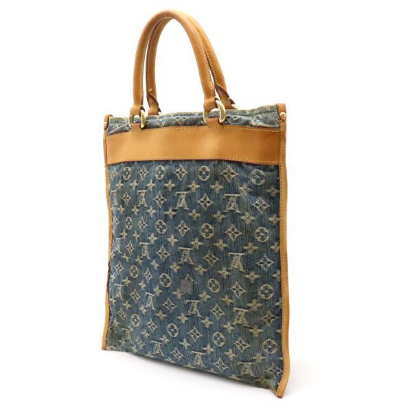 12440475 2 LOUIS VUITTON Denim Flat Shopper Tote Bag Monogram Blue