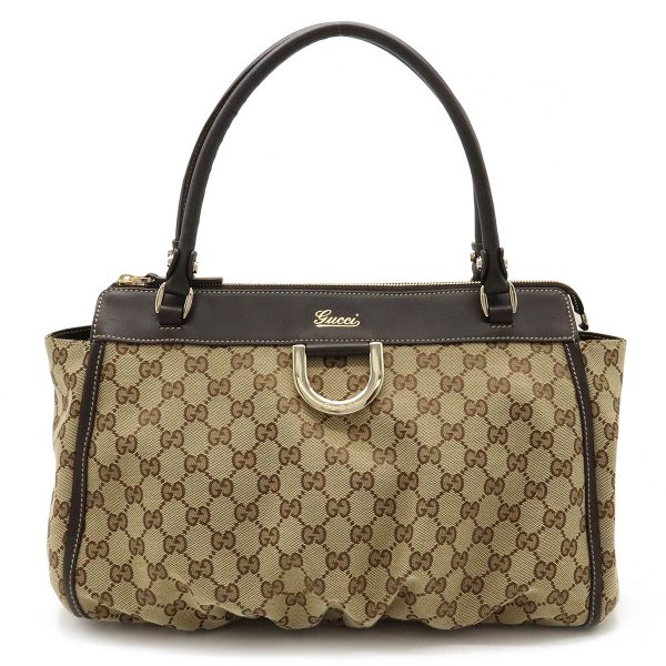 12440757 1 Gucci GG Abbey Line Tote Bag Beige Dark Brown