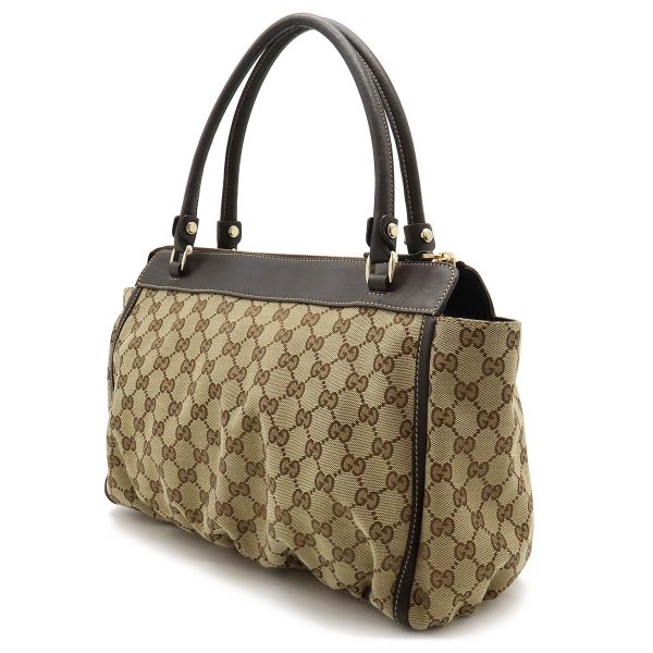 12440757 2 Gucci GG Abbey Line Tote Bag Beige Dark Brown