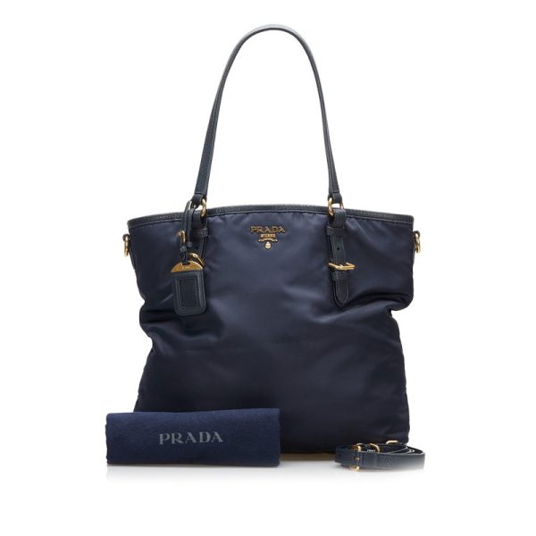 125rzw8zvkcc6le8 12 Prada Tote Bag Shoulder Bag 2 Way Nylon Leather Navy