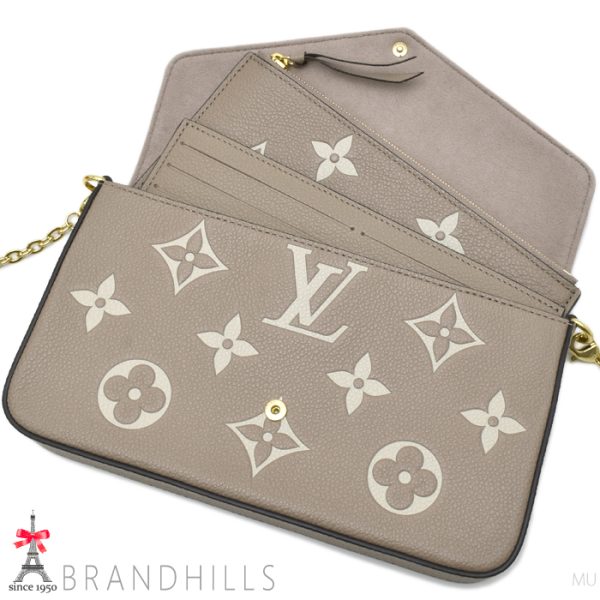 131253 7 Louis Vuitton Pochette Felicie Monogram Empreinte Creme