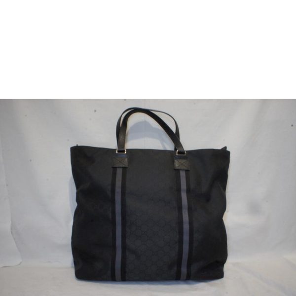 13184 2 Gucci GG Nylon Tote Bag Black