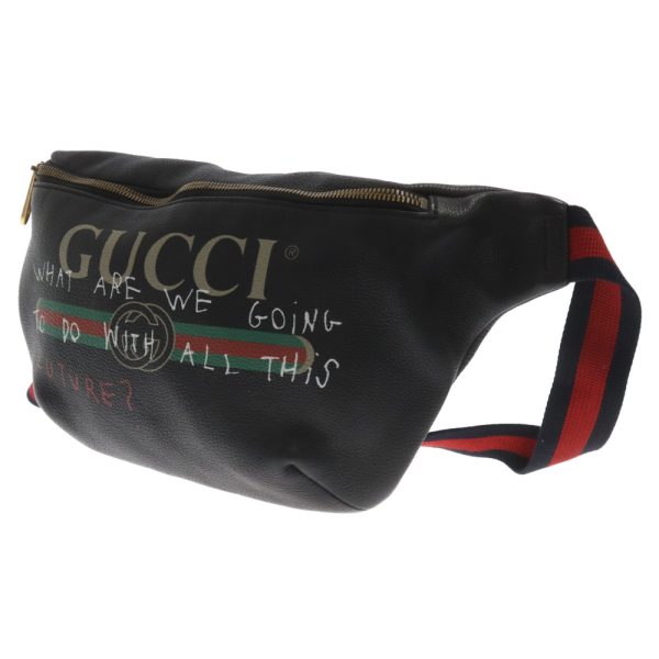 1324d240002 1 GUCCI Coco Capitan Sherry Line Waist Body Shoulder Bag Leather Black