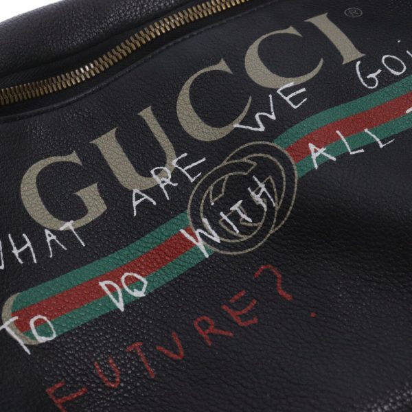 1324d240002 6 GUCCI Coco Capitan Sherry Line Waist Body Shoulder Bag Leather Black